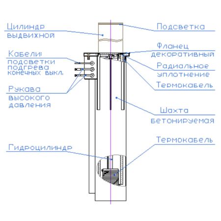 Противотаранный боллард Silar ДПС 27.70.18Г с внешней гидростанцией