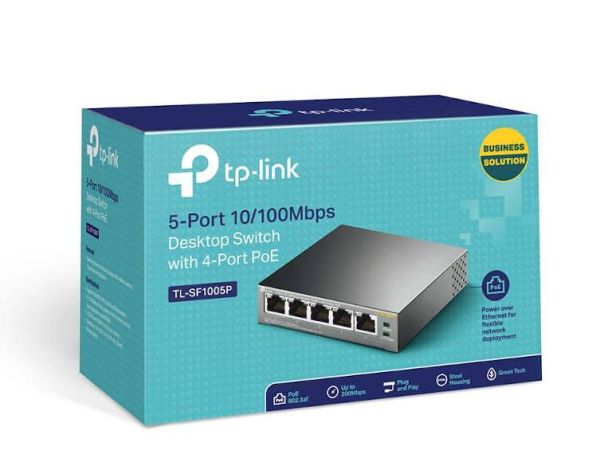 Коммутатор настольный 5-портовый TP-Link TL-SF1005P, с 4 портами PoE