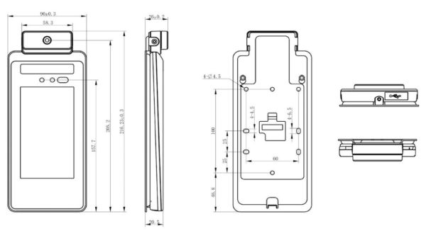 Биометрический терминал распознавания лиц и температуры тела Uface 5-H-Temp, настенный