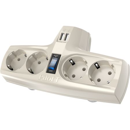 Сетевой фильтр Pilot T USB, 4 розетки (евро с заземлением), 2*USB