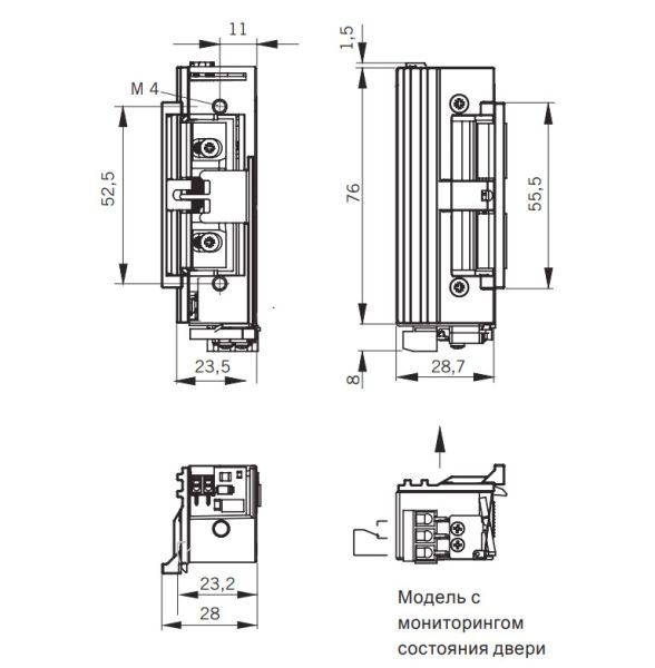 Электрозащелка dormakaba Fire 448 Lucky Strike для противопожарных дверей, 12–24В DC, НЗ