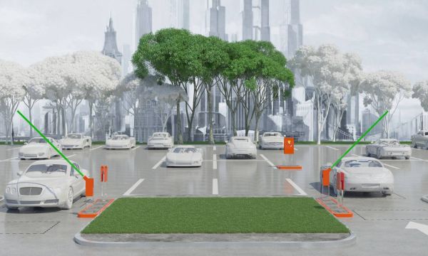 Платная парковка серии бизнес на один раздельный въезд/выезд с одноуровневыми стойками системой СКУД с доступом по смартфону светофорами табло свободных мест арктическим пакетом ручной и автоматической кассой стойкой акцептирования системами СИГ и СРН