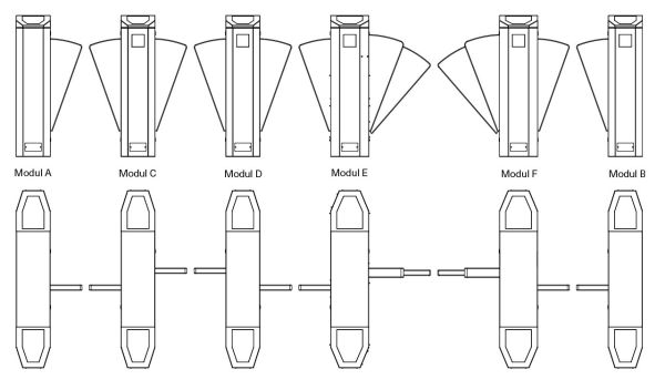 Боковая секция A раздвижного турникета Magnetic MPR-112A-A131 520 мм, с PUR створками