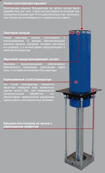 Комплект на базе пневматического блокиратора Urbaco Luxor BPLUXE80-G D=200мм, H=800мм