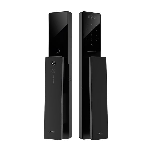 Электронный биометрический замок Moorgen T5+, 7-ми ригельный, кристаллы Сваровски, видеоглазок, Face-ID, Wi-Fi