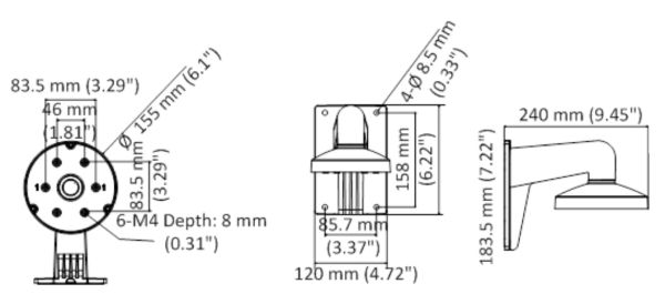 Настенный кронштейн HikVision DS-1473ZJ-155 для купольных камер