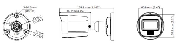 Уличная HD-TVI видеокамера HiWatch DS-T200A(B) (2.8 мм) с EXIR-подсветкой до 30 м и микрофоном