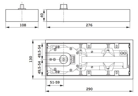 Доводчик напольный dormakaba BTS65 EN3, 90˚, со шп.