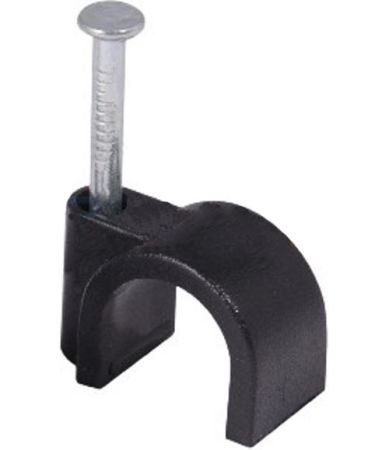 Скоба круглая с гвоздем Экопласт 5.3х4, черная, 50 шт.