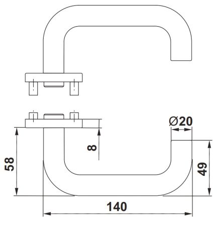 Комплект ручек dormakaba Pure 8100 / 7051K PZ/72 для сплошных дверей