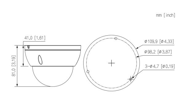 HD-CVI видеокамера антивандальная 5Мп Dahua DH-HAC-HDBW1500EP-0280B-S2 с ИК-подсветкой